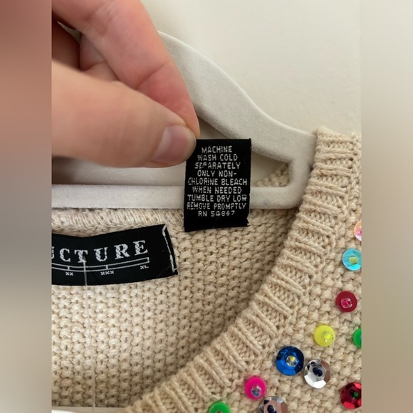 Vintage Upcycled Embroidered Boho Sequined Evil Eye Sweater Vest Tank Top NWOT - Picture 6 of 8